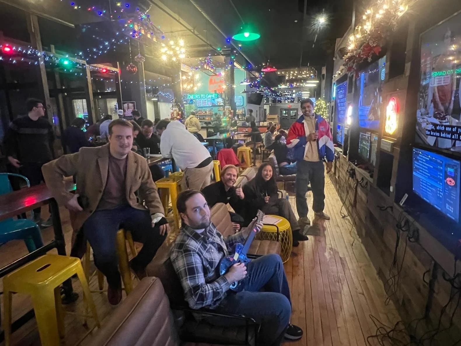 Players gathered around the games and seating at a previous Bar Sports night at Two Social