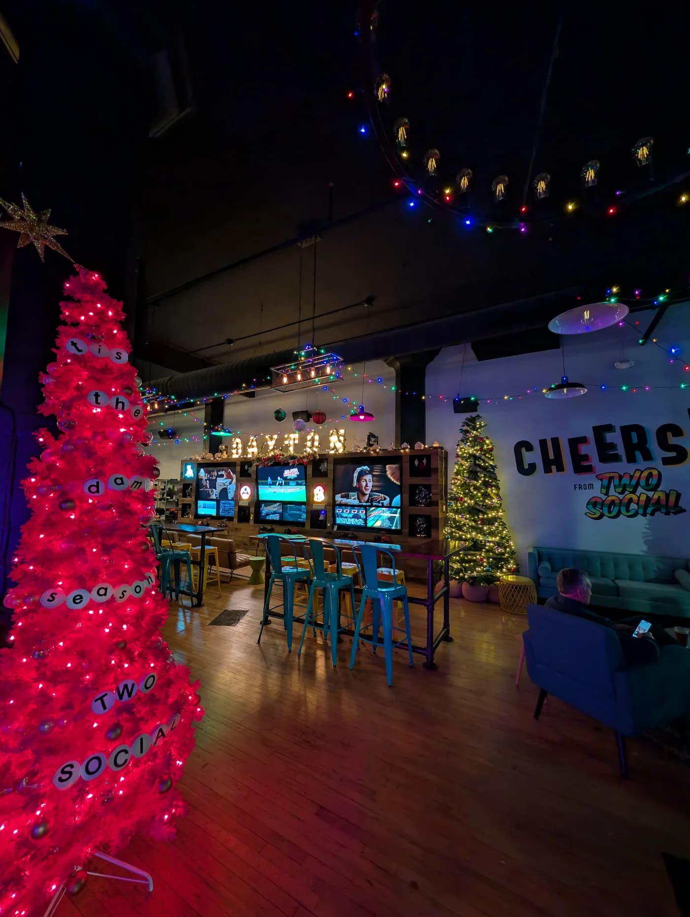 Christmas decorations at Two Social