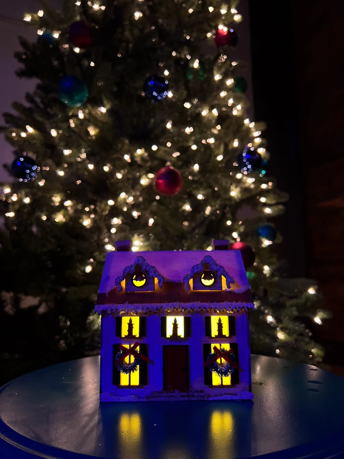 Christmas village decor at Two Social