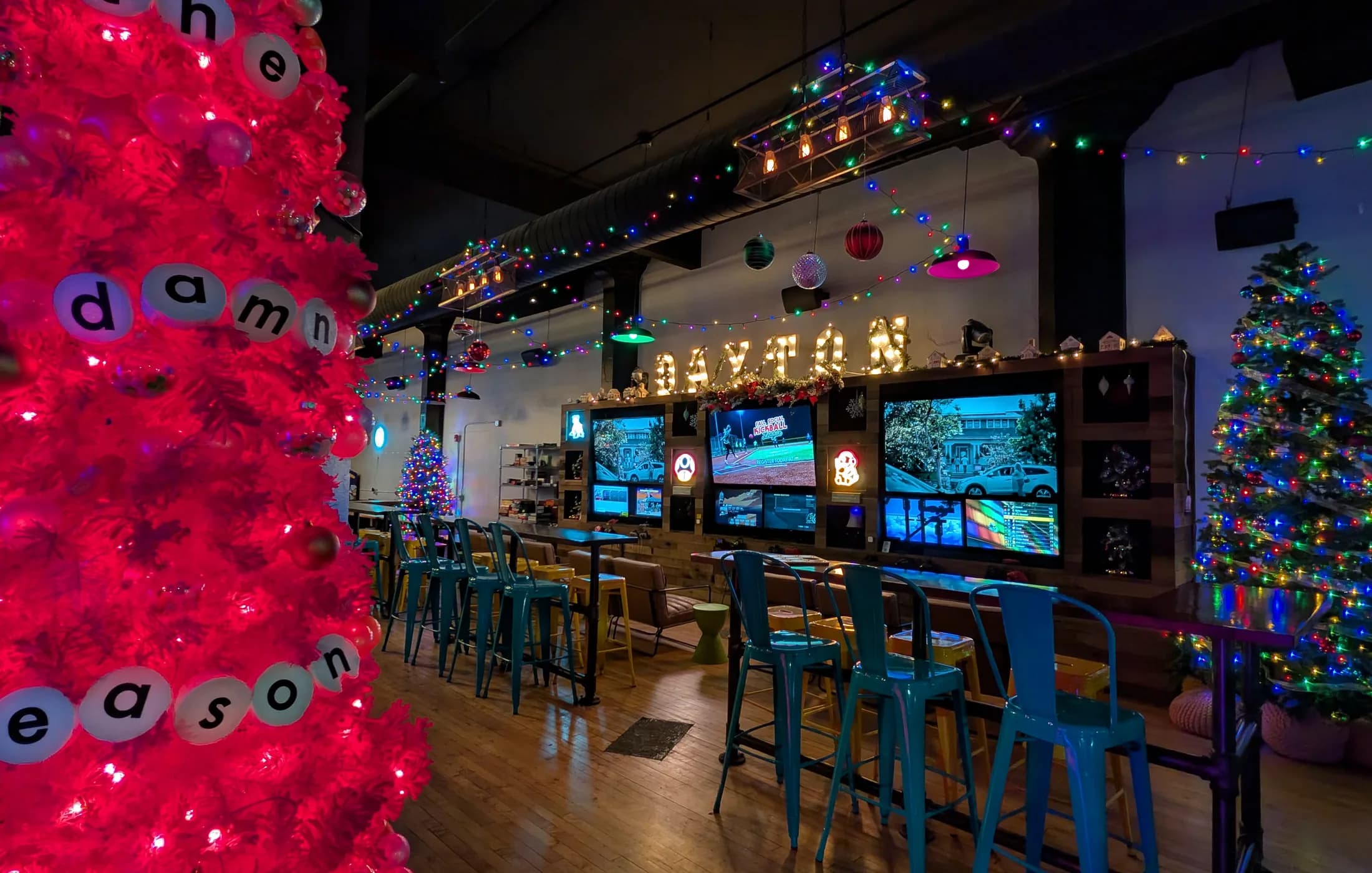 Office Christmas party bar setup at Two Social