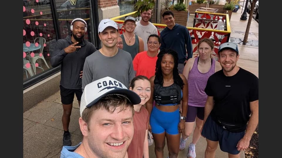 Run937 runners gathered outside Two Social at a previous meetup